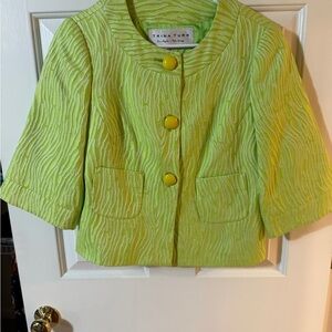 Trina Turk Lime Green Blazer with Yellow Buttons